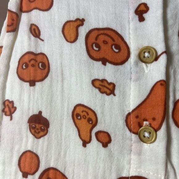 Cat & Jack Fall Autumn Cream Long Sleeve Romper Pumpkins Acorns NWT 6-9 Months - Picture 5 of 6